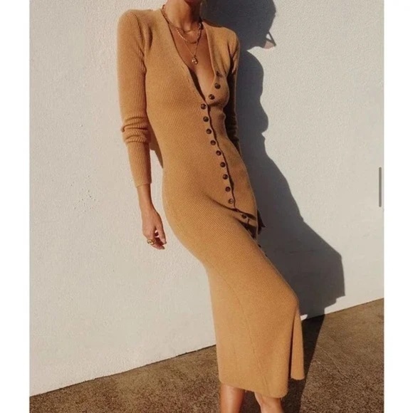 LPA Kavala Sweater Dress in Camel Size Small - Picture 1 of 8